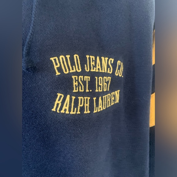 Vintage Polo Jeans Ralph Lauren Blue and yellow hoodie Men’s Large - Picture 2 of 7
